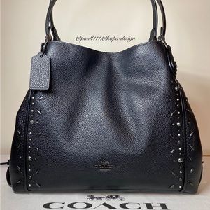 Coach Prairie Rivets Edie 31 Pebbled Leather Shoulder Bag Purse Hobo
